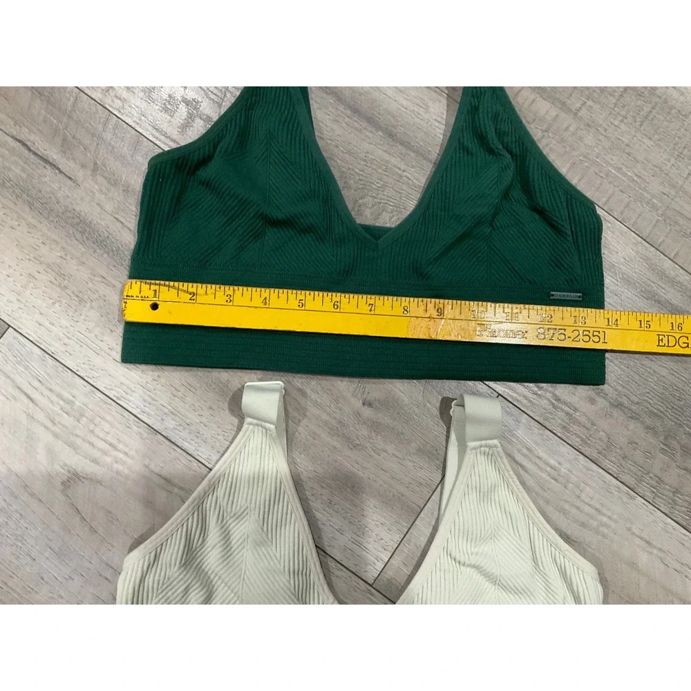 Danskin Intimates Ribbed Bralette 2 Pack Green Mint XL V-Neck Wireless Seamless